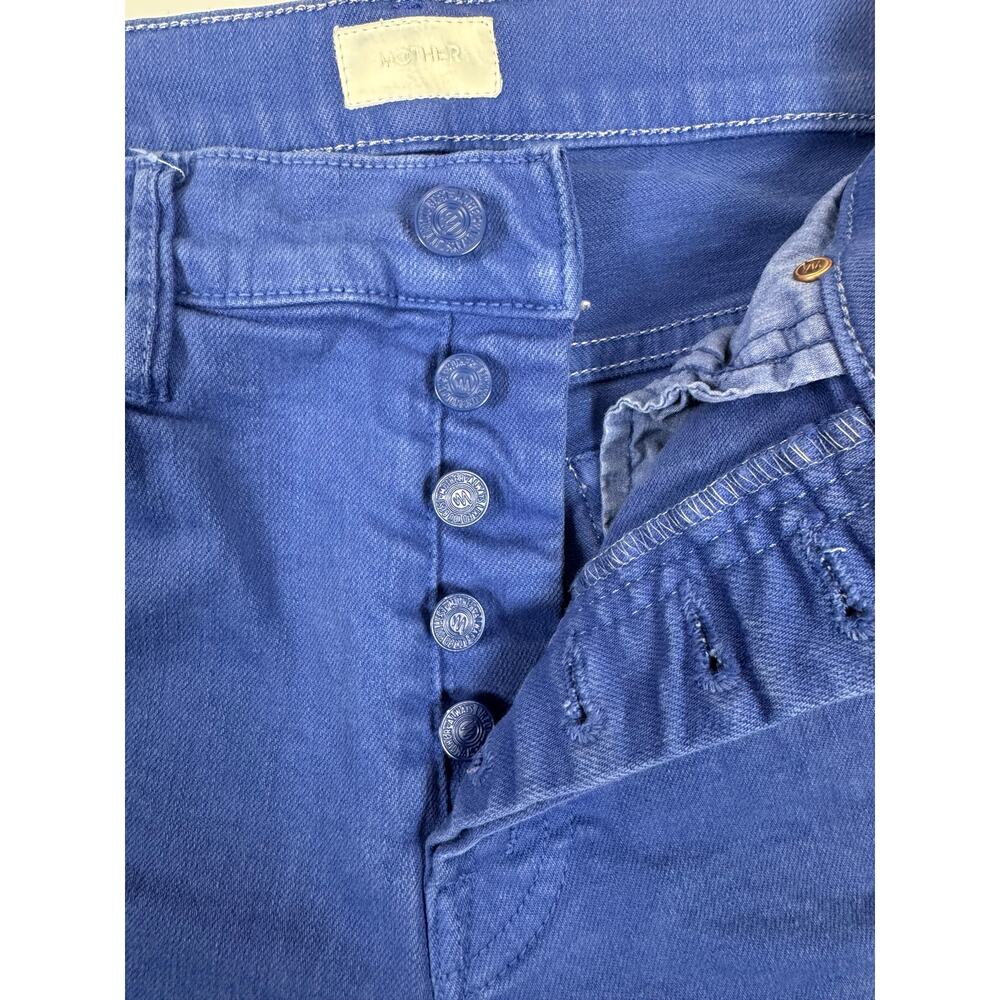 Mother The Stunner Ankle Fray Jeans Button Fly 26 Blue Raw Hem High Rise USA - Picture 9 of 9